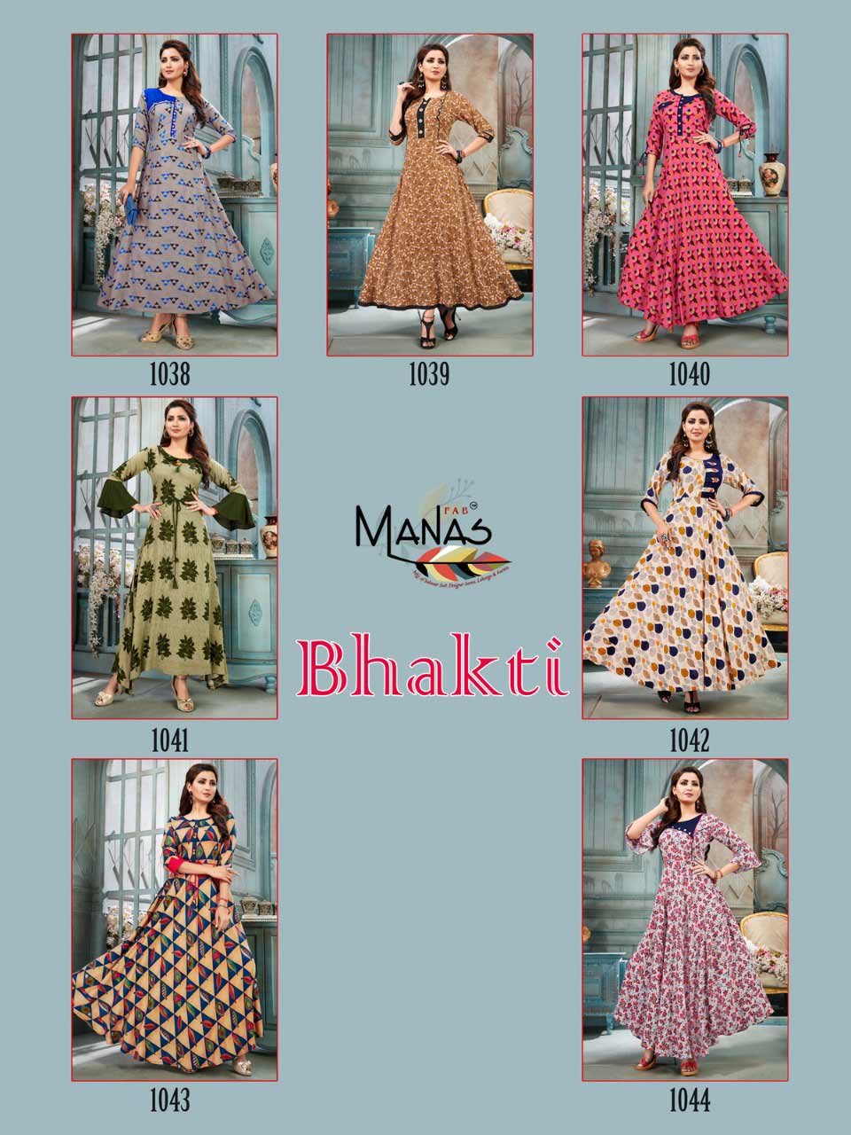 Manas Bhakti Vol 6 Long Flair Rayon Printed Gown Manas Bhakti Vol 6 Long Flair Rayon Printed Gown